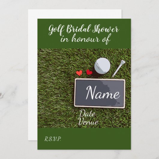 Golf Brautparty mit Golfball und Liebe Herz Einladung (Vorne/Hinten)