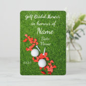 Golf Brautparty mit Golfball und Liebe Herz Einladung (Stehend Vorderseite)