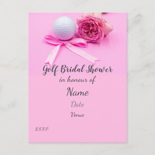 Golf Brautparty mit Golfball und Rosenstrahlen Postkarte (Vorderseite)