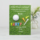 Golf Brautparty mit Kugel und Tee auf Grün Einladung (Stehend Vorderseite)