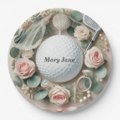 Golf-Brautparty zum Thema Golf Pappteller (Vorderseite)