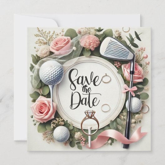 Golf-Brautparty zum Thema Golf Save The Date (Vorderseite)