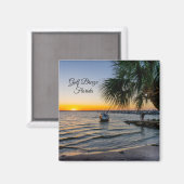 Golf Breeze Florida Sunset Square Magnet (Vorderseite/Rückseite)
