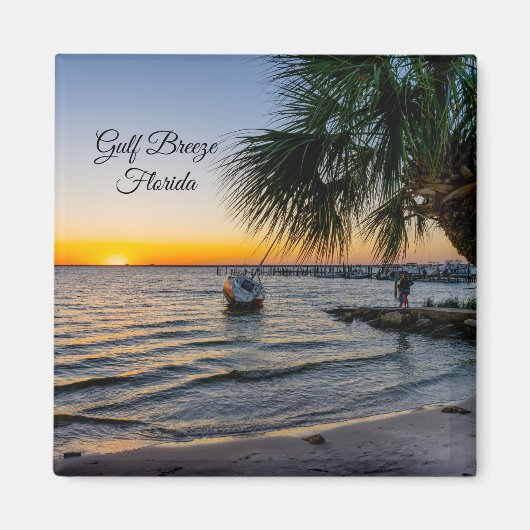 Golf Breeze Florida Sunset Square Magnet (Vorne)