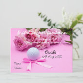 Golf Bridal Dusche Einladung Golfball und Rose (Stehend Vorderseite)