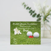 Golf Bridal Dusche Einladung mit zwei Golfbälle (Stehend Vorderseite)