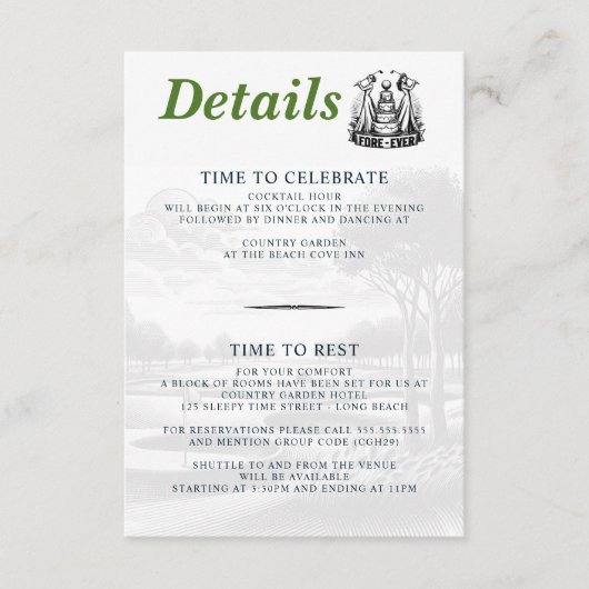 Golf Brides Wedding Begleitkarte (Vorderseite)