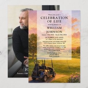 Golf Buggy Lebensfeier Beerdigungsfoto Einladung