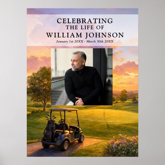 Golf Buggy Lebensfeier Willkommensschild Foto Poster (Vorne)