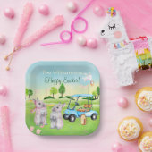 Golf Bunnies Fun Happy Oaster Pappteller (Party)