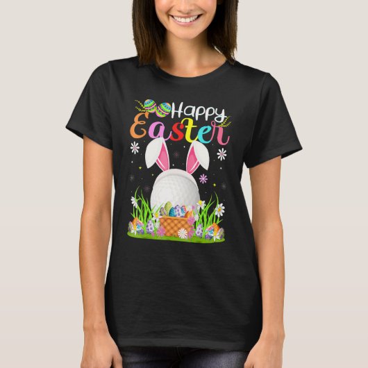 Golf Bunny Egg Jagd Golf Happy Osterfest T-Shirt (Vorderseite)