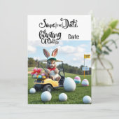 Golf Bunny Ribbit Golfer für Ostern Einladung (Stehend Vorderseite)