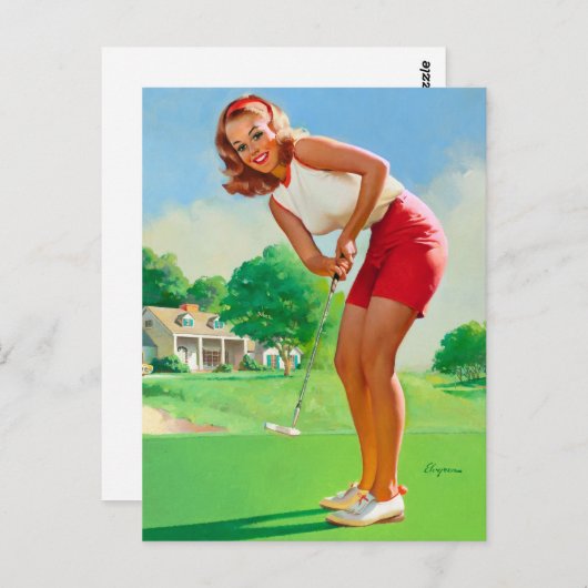 Golf Button Up Postkarte (Vorne/Hinten)