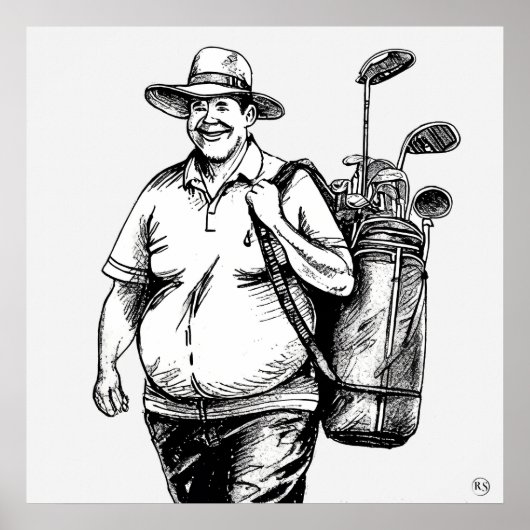 Golf Caddie - Golf Art Print Poster (Vorne)