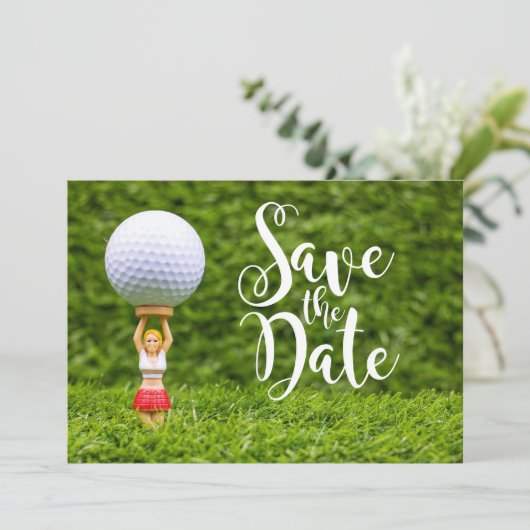 Golf Caddy Save the Date Einladung (Stehend Vorderseite)