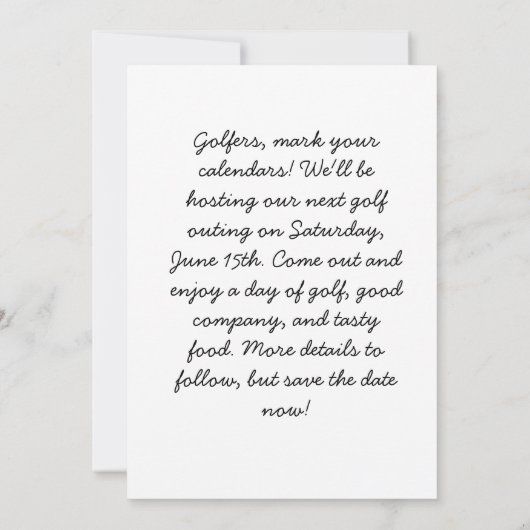 Golf Caddy Save the Date Einladung (Rückseite)