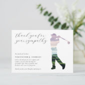 Golf Calligraphy Beileid Foto Beerdigung Dankeskarte (Stehend Vorderseite)