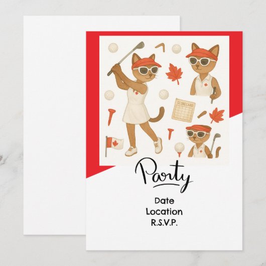 Golf Canada Day Golf Gegerät für Katzen Liebhaber Einladung (Vorne/Hinten)