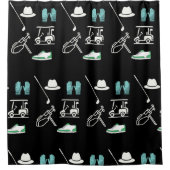 Golf Carlhut Handschuh Eisen Schuh Golfer auf schw Duschvorhang (Vorderseite)