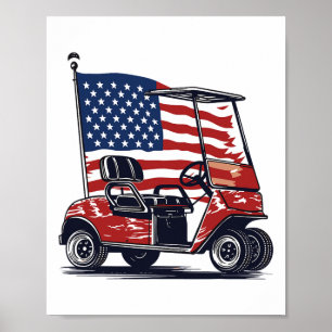 Golf Cart American Flag 4. Juli Sport Patrioti Poster
