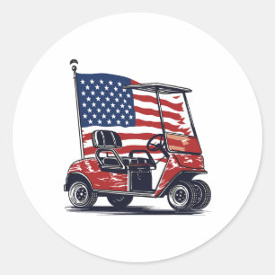 Golf Cart American Flag 4. Juli Sport Patrioti Runder Aufkleber