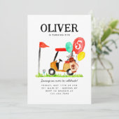 Golf Cart Ball Ballon Kinder Golfer Geburtstag Einladung (Stehend Vorderseite)