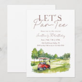 Golf Cart Birthday Party Meet Me on the Course Einladung (Vorne/Hinten)
