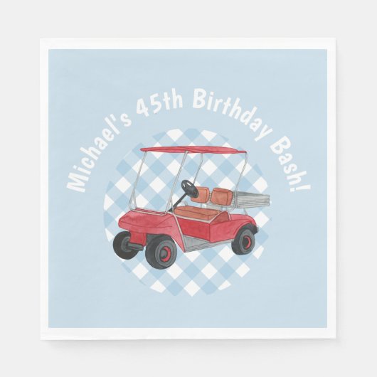 Golf Cart Blue White Preppy Country Club Serviette (Vorderseite)
