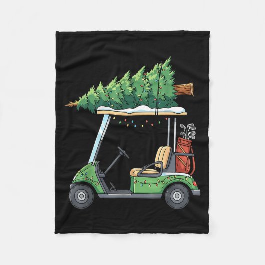 Golf Cart Christmas Tree Lights Funny For Men Wome Fleecedecke (Vorderseite)