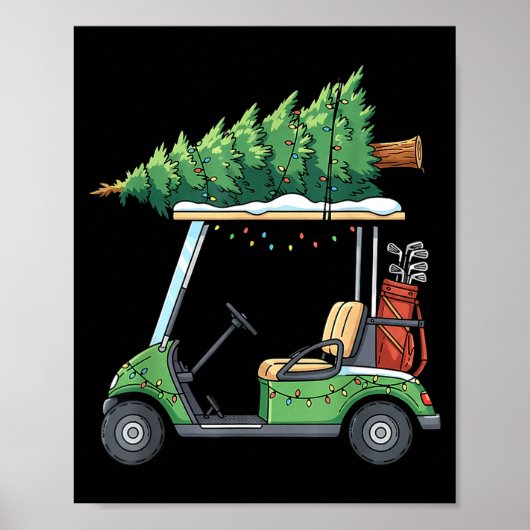 Golf Cart Christmas Tree Lights Funny For Men Wome Poster (Vorne)