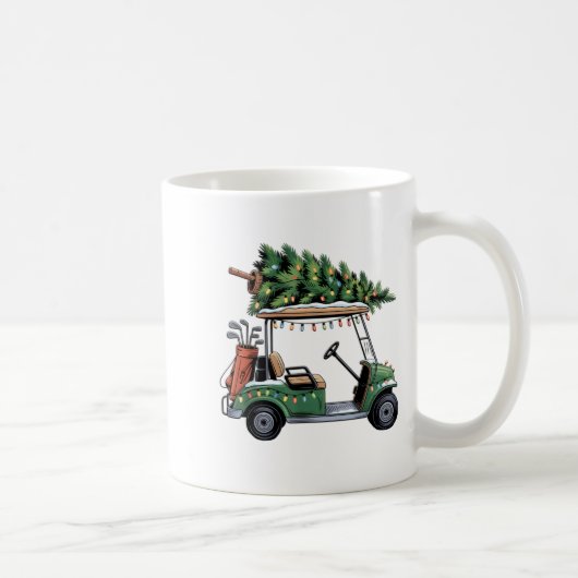 Golf Cart Christmas Tree Lights Golfing Golfer Fun Kaffeetasse (Rechts)