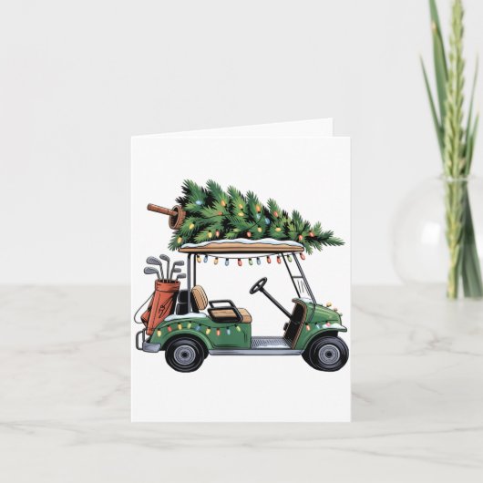 Golf Cart Christmas Tree Lights Golfing Golfer Fun Karte (Vorderseite)