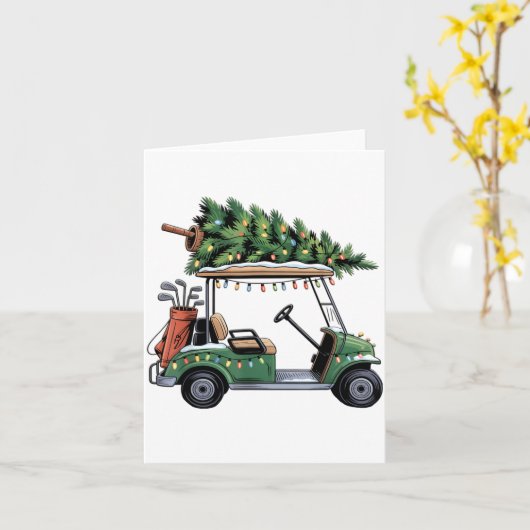 Golf Cart Christmas Tree Lights Golfing Golfer Fun Karte (Gelbe Blume)