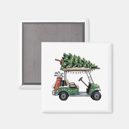 Golf Cart Christmas Tree Lights Golfing Golfer Fun Magnet (Vorderseite/Rückseite)