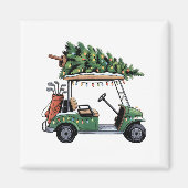 Golf Cart Christmas Tree Lights Golfing Golfer Fun Magnet (Vorne)