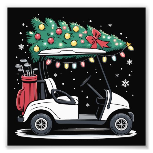 Golf Cart Christmas Tree Lights Xmas Sport Golfer  Fotodruck (Vorne)