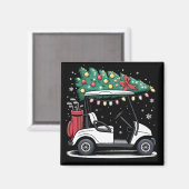 Golf Cart Christmas Tree Lights Xmas Sport Golfer Magnet (Vorderseite/Rückseite)