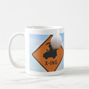 Golf Cart Crossing Sign und Golf Ball Tasse