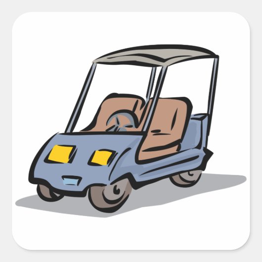 Golf Cart Fun Sports Vehicle Quadratischer Aufkleber (Vorderseite)
