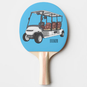 Golf cart / golf buggy cartoon illustration tischtennis schläger