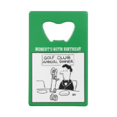Golf Cart & Golf Dinner Cartoon. Geldbeutel Flaschenöffner (Rückseite)