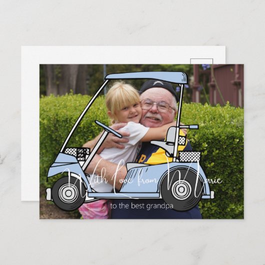 Golf Cart Grandpa Grandson Foto Postkarte (Vorne/Hinten)