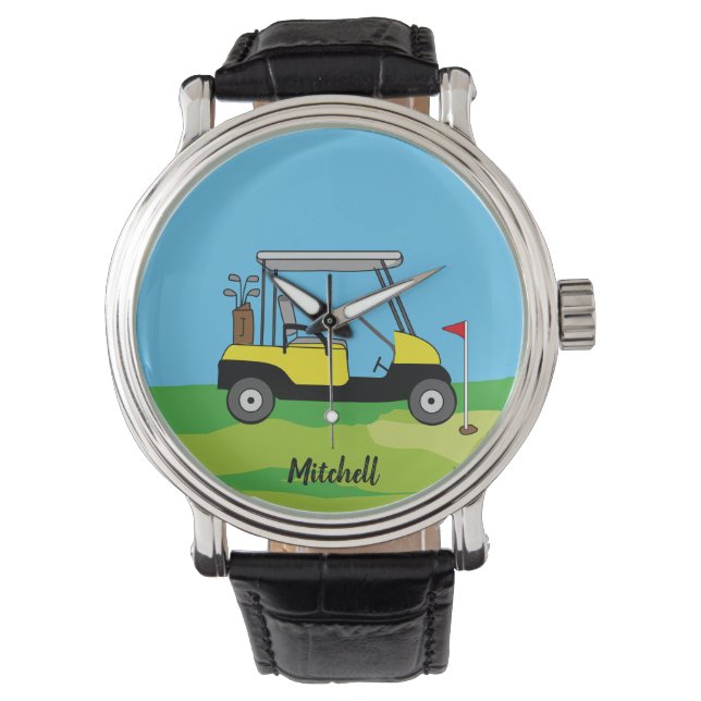 Golf Cart & Green Course Personalisiert Armbanduhr (Vorderseite)