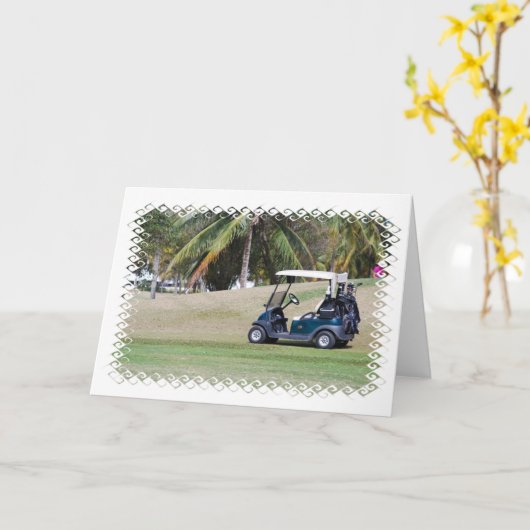 Golf Cart Grußkarte Karte (Gelbe Blume)