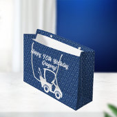 Golf Cart Happy Birthday Pattern Dunkelblau Große Geschenktüte
