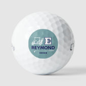 Golf Cart Icon und E Initial Mark blau Golfball (Vorderseite)
