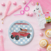 Golf Cart Kariert Blue Gingham Country Club Pappteller (Party)