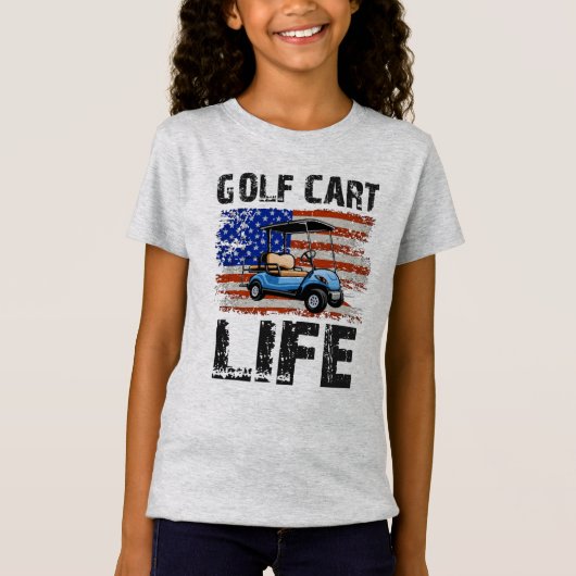 Golf Cart Life Funny Golf Cart mit US-Flagge T-Shirt (Vorderseite)