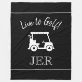 Golf Cart Live auf Golf Mit Monogramm Black & Whit Fleecedecke (Vorderseite)