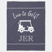 Golf Cart Live auf Golf Mit Monogramm Blue & White Fleecedecke (Vorderseite)